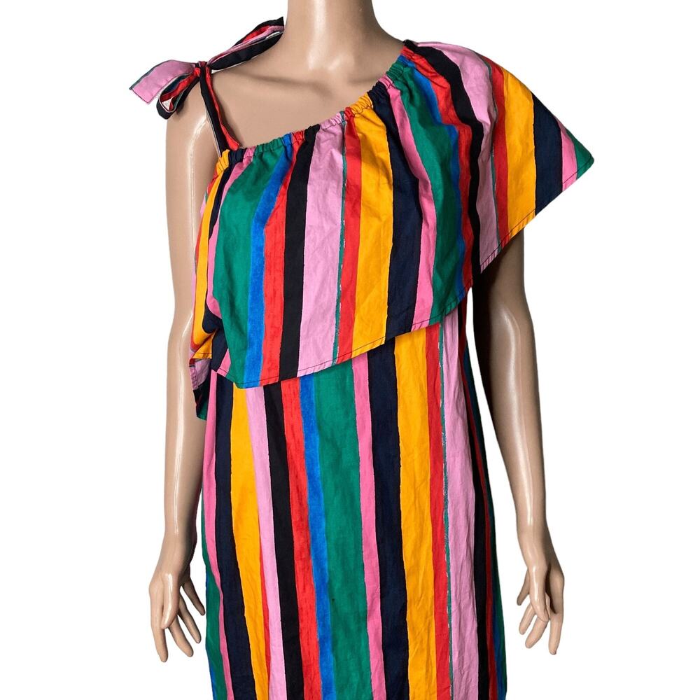 Who What Wear Maxi Dress Womens XXL Striped Multi Colored One Shoulder New - Picture 5 of 16